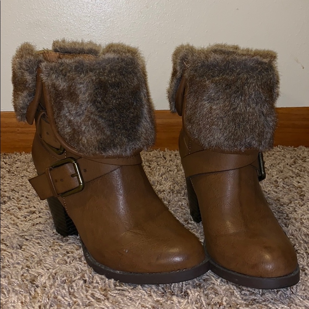 Faux Fur Heeled Booties